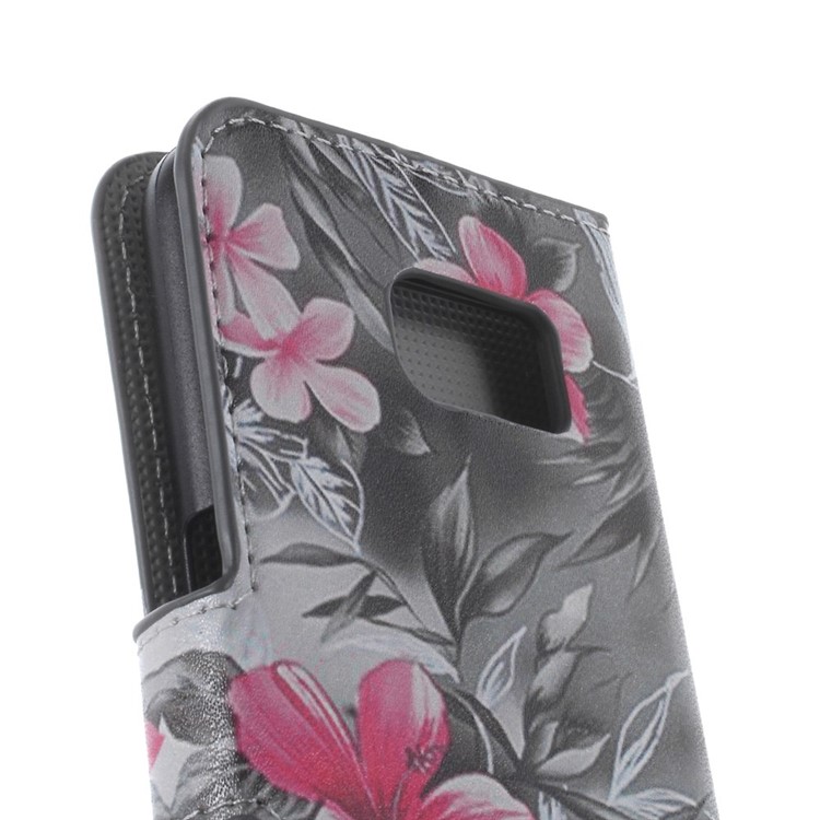 Leather Card Slots Case for Samsung Galaxy S6 SM-G920 - Pretty Lily Flower-6