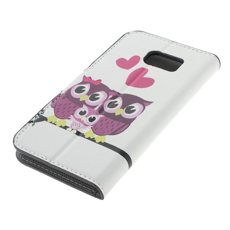 Leather Wallet Bracket Case for Samsung Galaxy S6 SM-G920 - Cute Owl Family-4