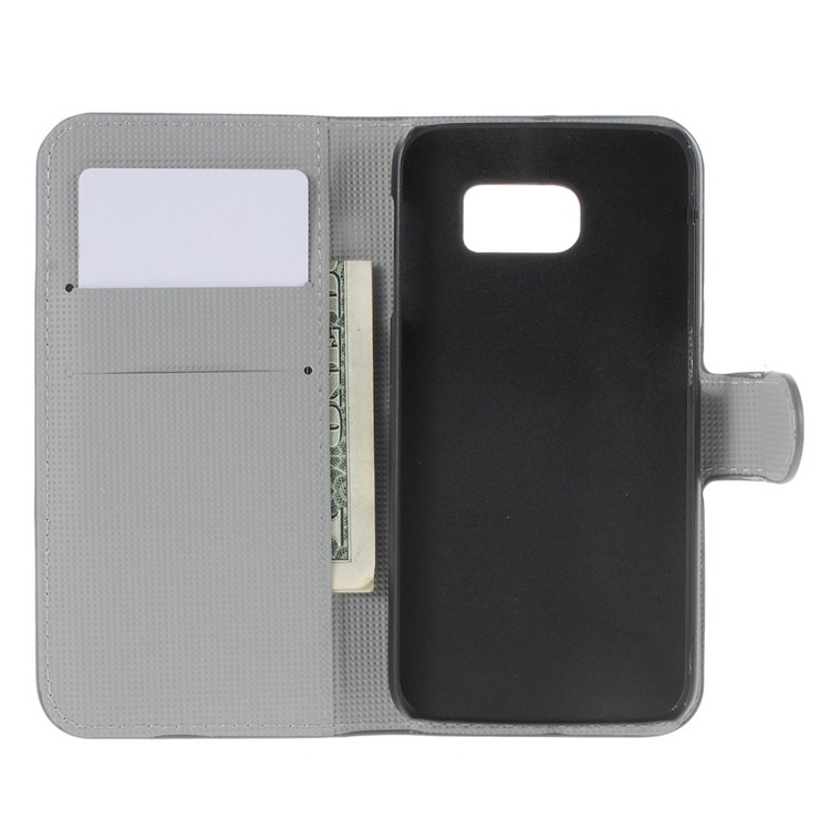 Leather Wallet Bracket Case for Samsung Galaxy S6 SM-G920 - Sleeping Owl and Polka Dots-3