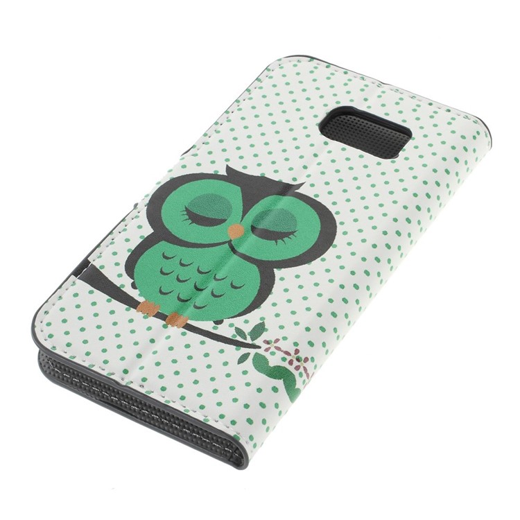 Leather Wallet Bracket Case for Samsung Galaxy S6 SM-G920 - Sleeping Owl and Polka Dots-5