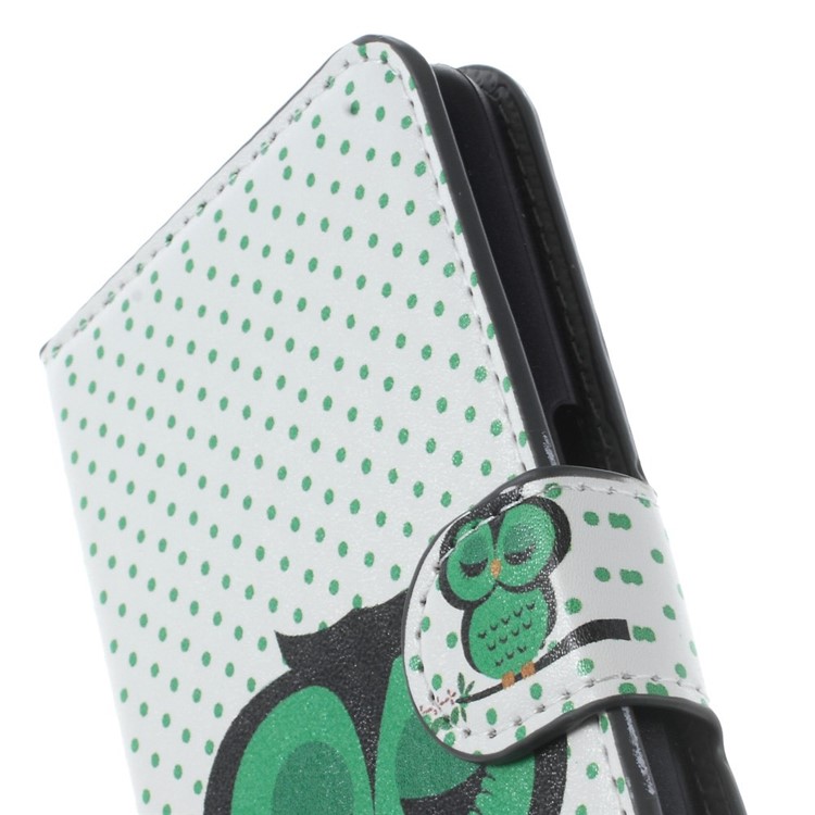 Leather Wallet Bracket Case for Samsung Galaxy S6 SM-G920 - Sleeping Owl and Polka Dots-7