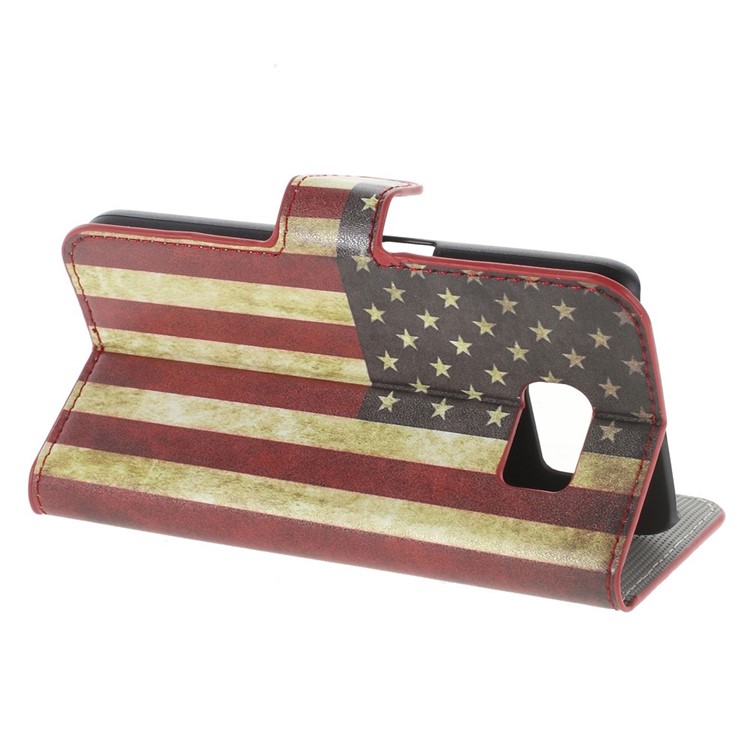 Retro American Flag Leather Card Slots Case for Samsung Galaxy S6 SM-G920-4