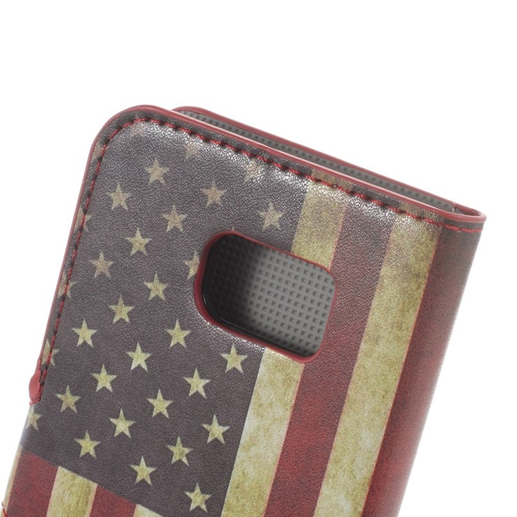 Retro American Flag Leather Card Slots Case for Samsung Galaxy S6 SM-G920-6