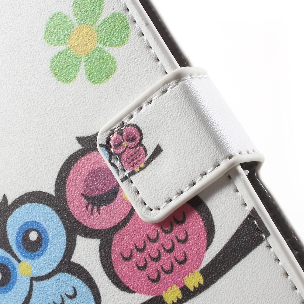 Case de Billetera de Cuero de Pie Para Samsung Galaxy S6 G920 - Pareja Búhos y Flores