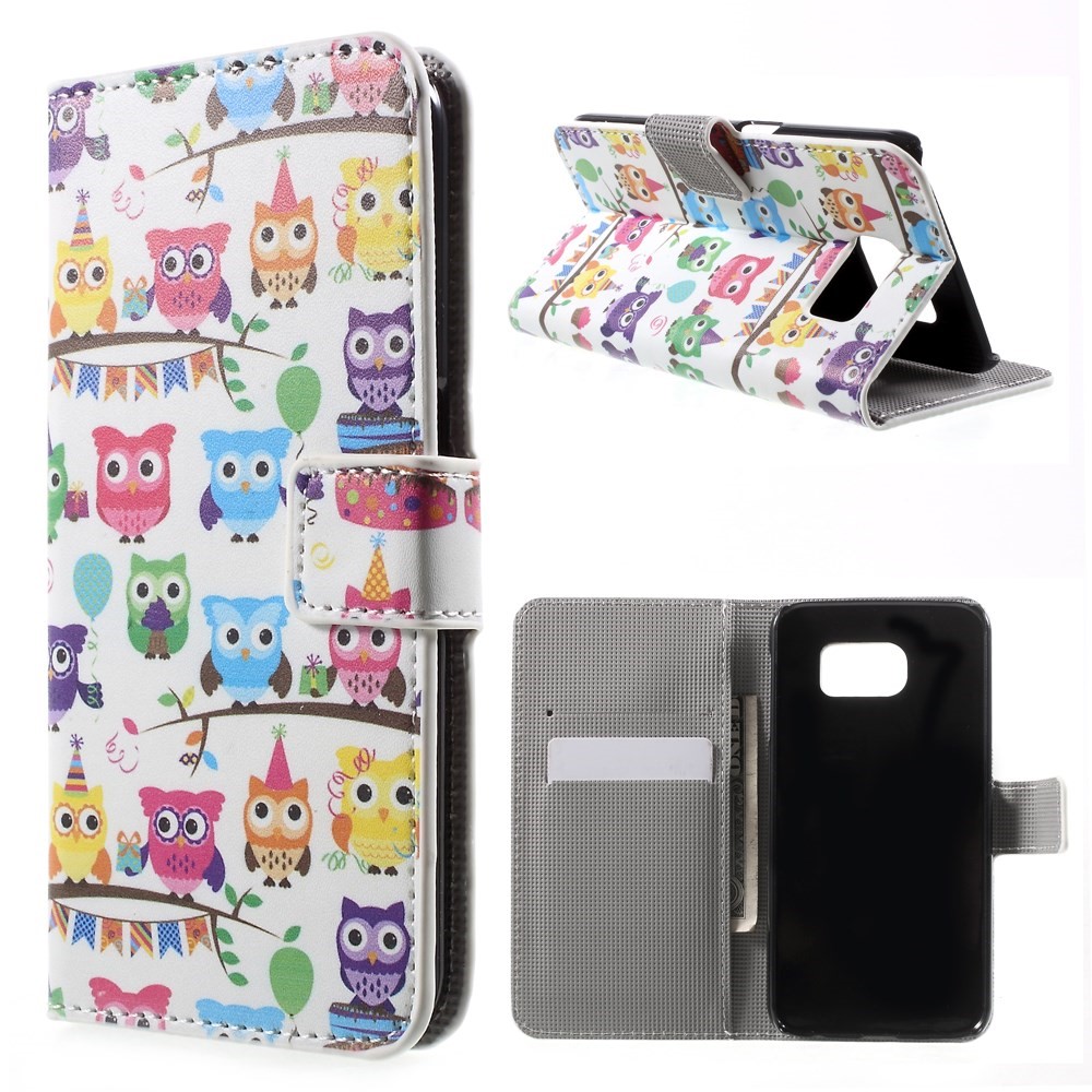 Stand Leather Wallet Cover for Samsung Galaxy S6 G920 - Multiple Owls-1
