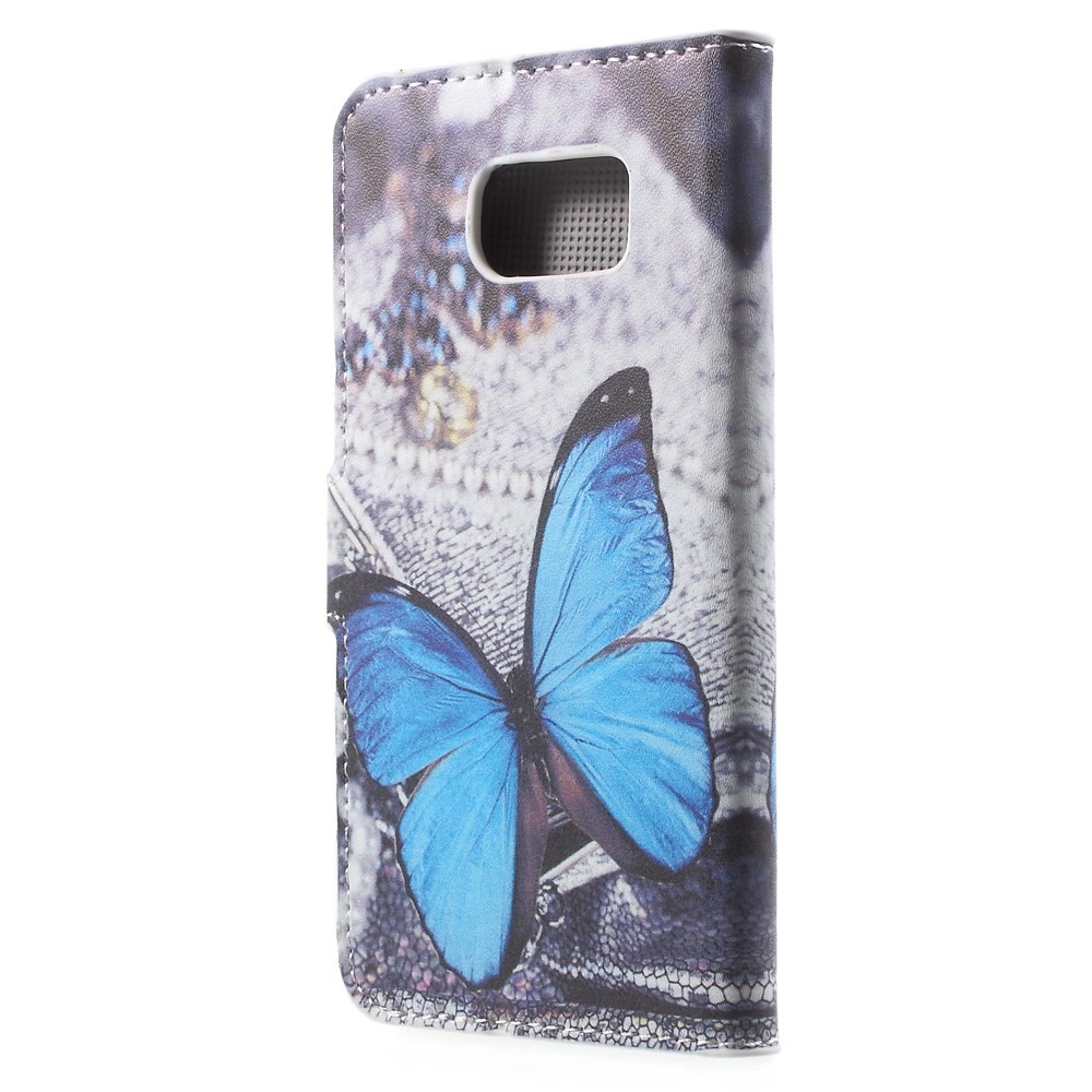 Wallet Leather Stand Cover for Samsung Galaxy S6 G920 - Blue Butterfly-2
