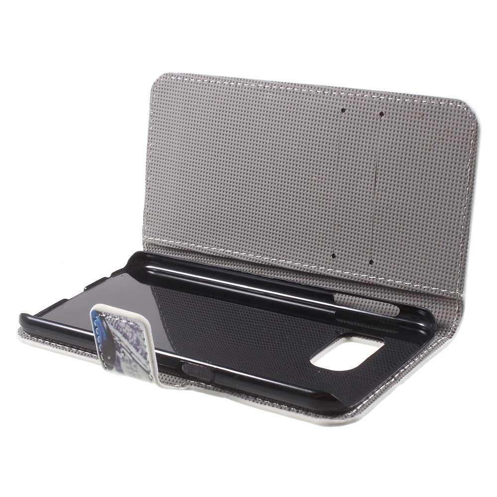 Wallet Leather Stand Cover for Samsung Galaxy S6 G920 - Blue Butterfly-4