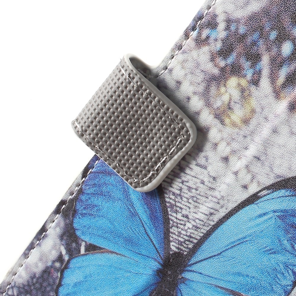 Wallet Leather Stand Cover for Samsung Galaxy S6 G920 - Blue Butterfly-7