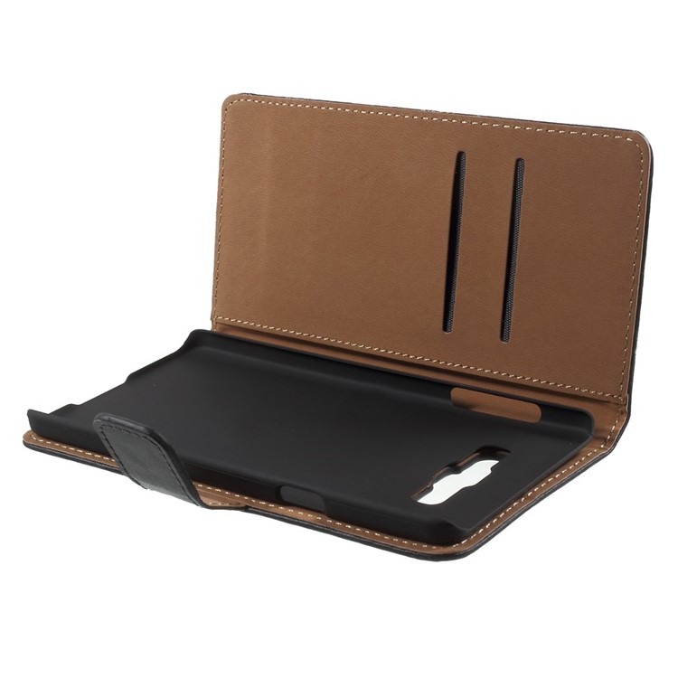 Genuine Split Leather Wallet Case for Samsung Galaxy A7 SM-A700F with Stand - Black-10