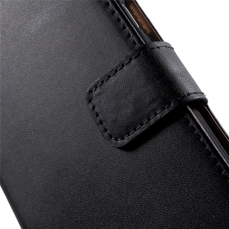 Genuine Split Leather Wallet Case for Samsung Galaxy A7 SM-A700F with Stand - Black-8