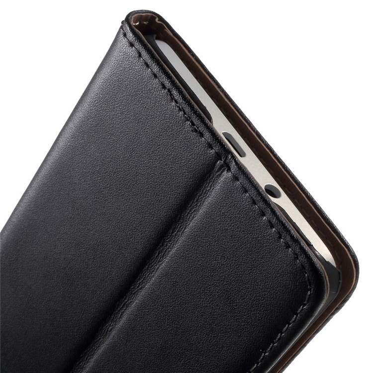 Genuine Split Leather Wallet Case for Samsung Galaxy A7 SM-A700F with Stand - Black-9