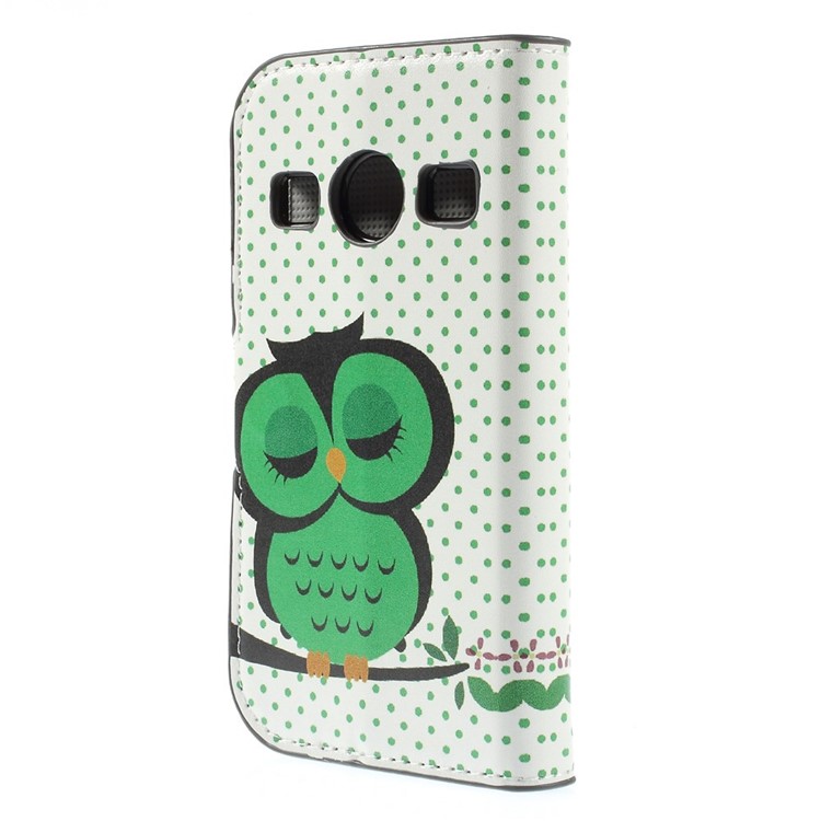 Sleeping Owl on the Branch Leather Cover for Samsung S7710 Galaxy Xcover 2 with Card Slots-2
