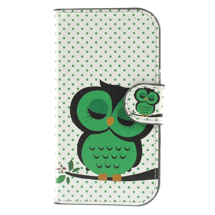 Sleeping Owl on the Branch Leather Cover for Samsung S7710 Galaxy Xcover 2 with Card Slots-3