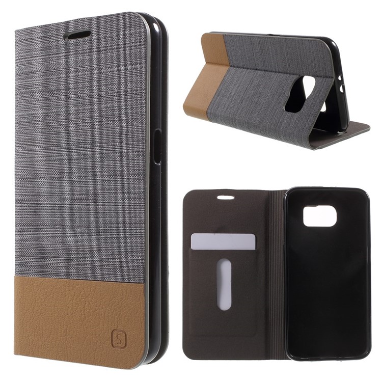 Stand Leather Case with Card Slot for Samsung Galaxy S6 SM-G920 - Dark Grey-1
