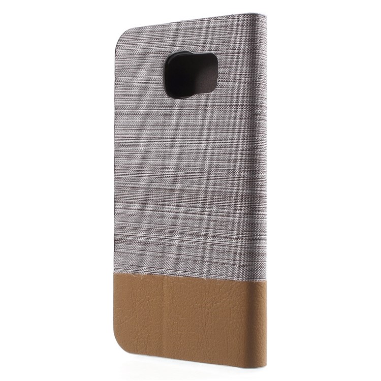 Stand Leather Cover with Card Slot for Samsung Galaxy S6 SM-G920 - Light Grey-2