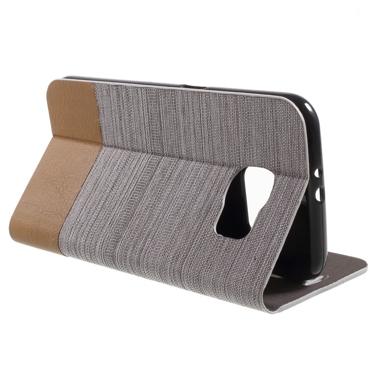 Stand Leather Cover with Card Slot for Samsung Galaxy S6 SM-G920 - Light Grey-3