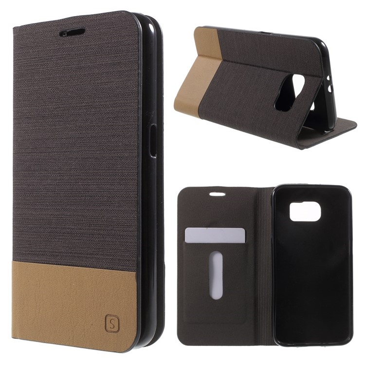 Stand Leather Cover with Card Slot for Samsung Galaxy S6 SM-G920 - Coffee-1