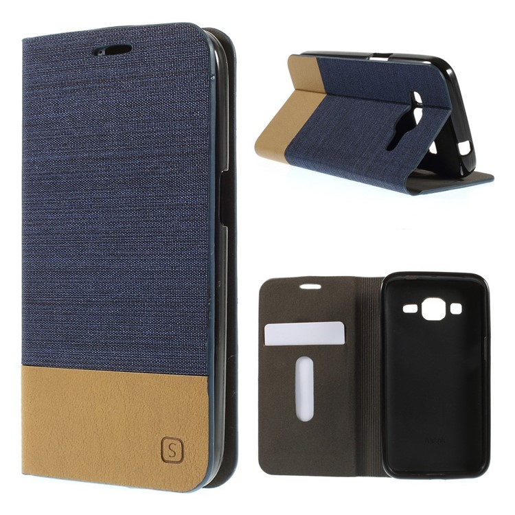 Booklet Folio PU Leather Case for Samsung Galaxy Core Prime SM-G360 - Dark Blue-1