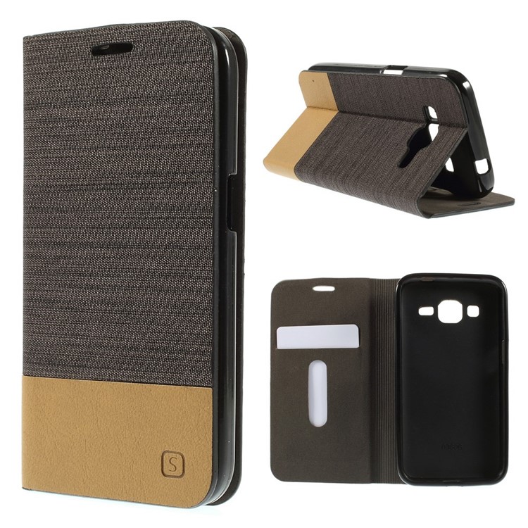 Booklet Folio PU Leather Shell for Samsung Galaxy Core Prime SM-G360 - Coffee-1
