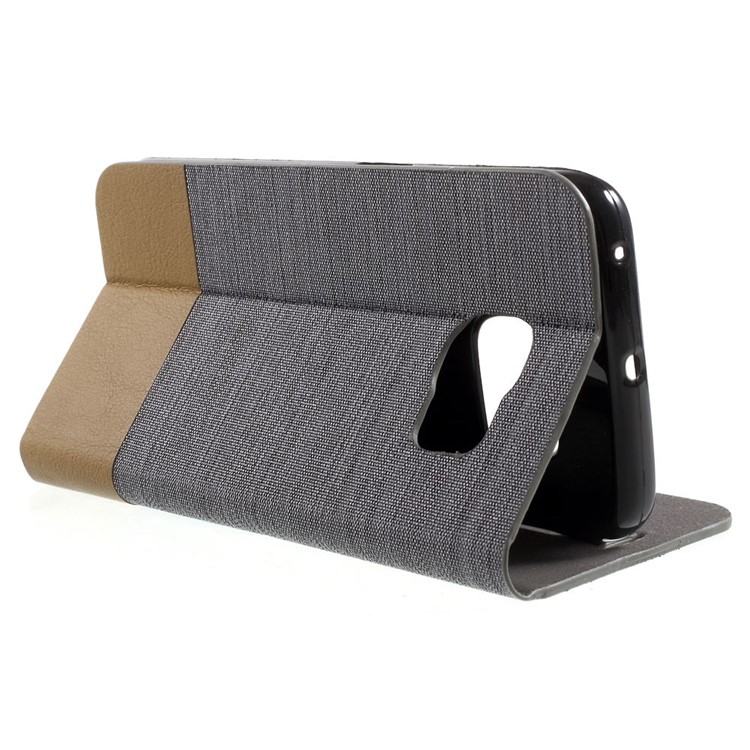 Assorted Colors Leather Stand Case for Samsung Galaxy S6 Edge G925 - Dark Grey-3