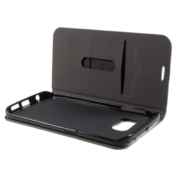 Assorted Colors Leather Stand Case for Samsung Galaxy S6 Edge G925 - Dark Grey-8