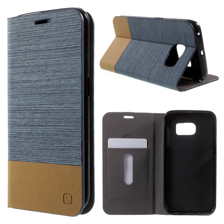 Assorted Colors Leather Stand Shell for Samsung Galaxy S6 Edge G925 with Card Slot - Baby Blue-1