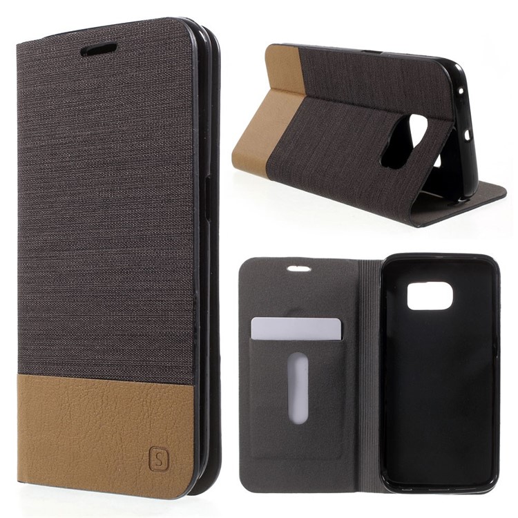 Assorted Colors Stand Leather Cover for Samsung Galaxy S6 Edge G925 with Card Slot - Coffee-1