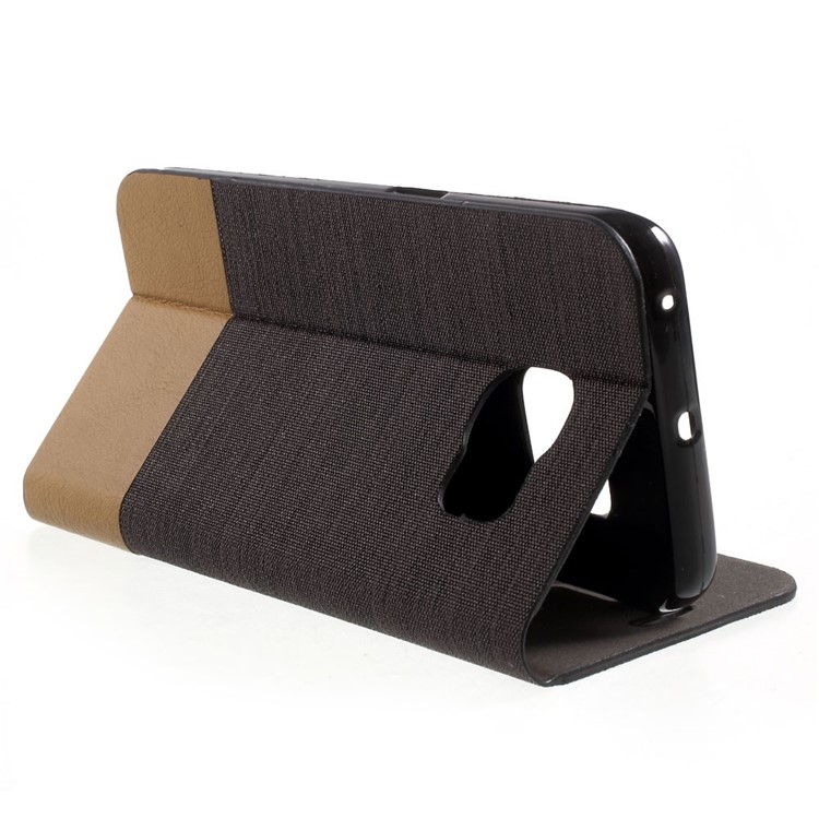 Assorted Colors Stand Leather Cover for Samsung Galaxy S6 Edge G925 with Card Slot - Coffee-3