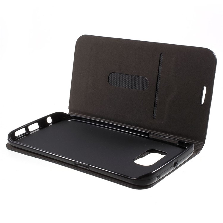 Assorted Colors Stand Leather Cover for Samsung Galaxy S6 Edge G925 with Card Slot - Coffee-5