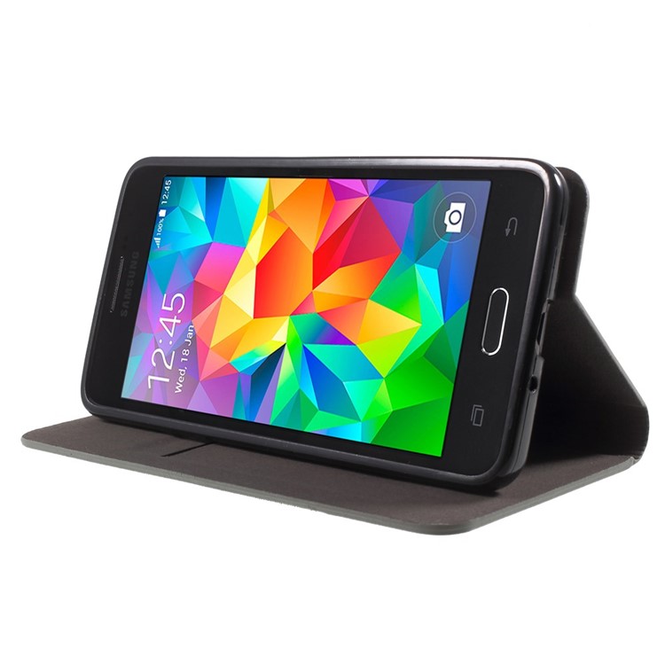 Leather Case with Card Slot for Samsung Galaxy Grand Prime SM-G530H - Dark Grey-3