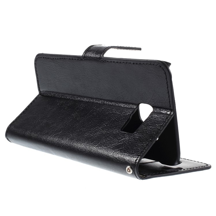 Crazy Horse Leather Wallet Cover for Samsung Galaxy S6 Edge SM-G925 - Black-5