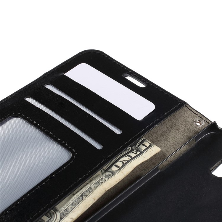 Crazy Horse Leather Wallet Cover for Samsung Galaxy S6 Edge SM-G925 - Black-9