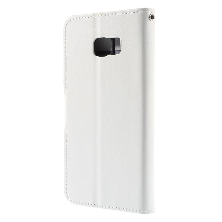 Crazy Horse Leather Wallet Cover for Samsung Galaxy S6 Edge SM-G925 - White-2