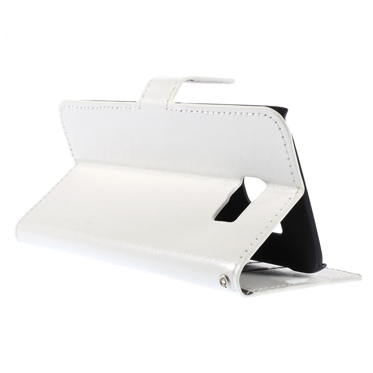 Crazy Horse Leather Wallet Cover for Samsung Galaxy S6 Edge SM-G925 - White-5
