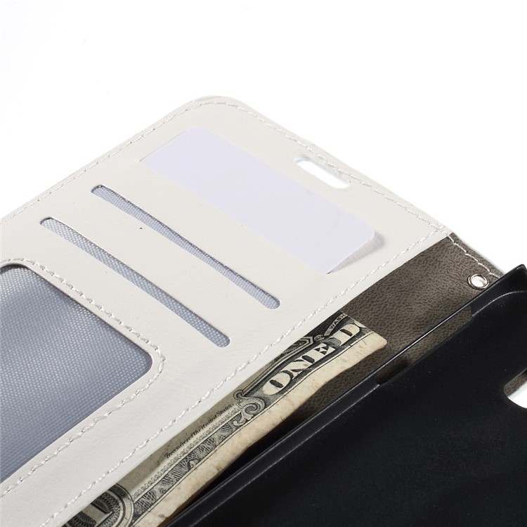 Crazy Horse Leather Wallet Cover for Samsung Galaxy S6 Edge SM-G925 - White-9
