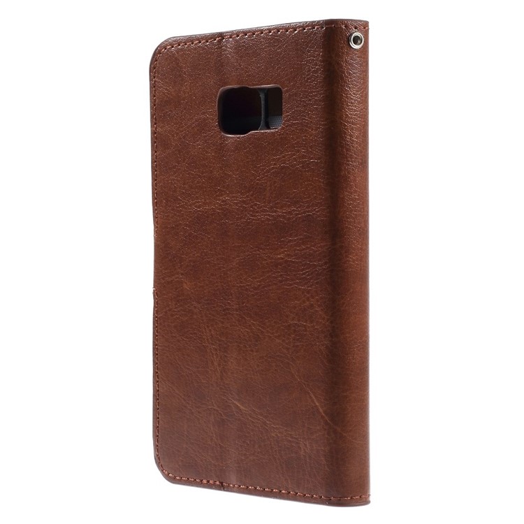 Crazy Horse Flip Leather Case for Samsung Galaxy S6 Edge SM-G925 with Stand Card Holder - Brown-2