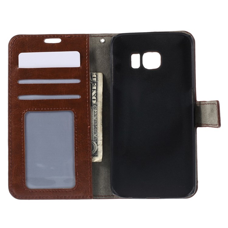 Crazy Horse Flip Leather Case for Samsung Galaxy S6 Edge SM-G925 with Stand Card Holder - Brown-6