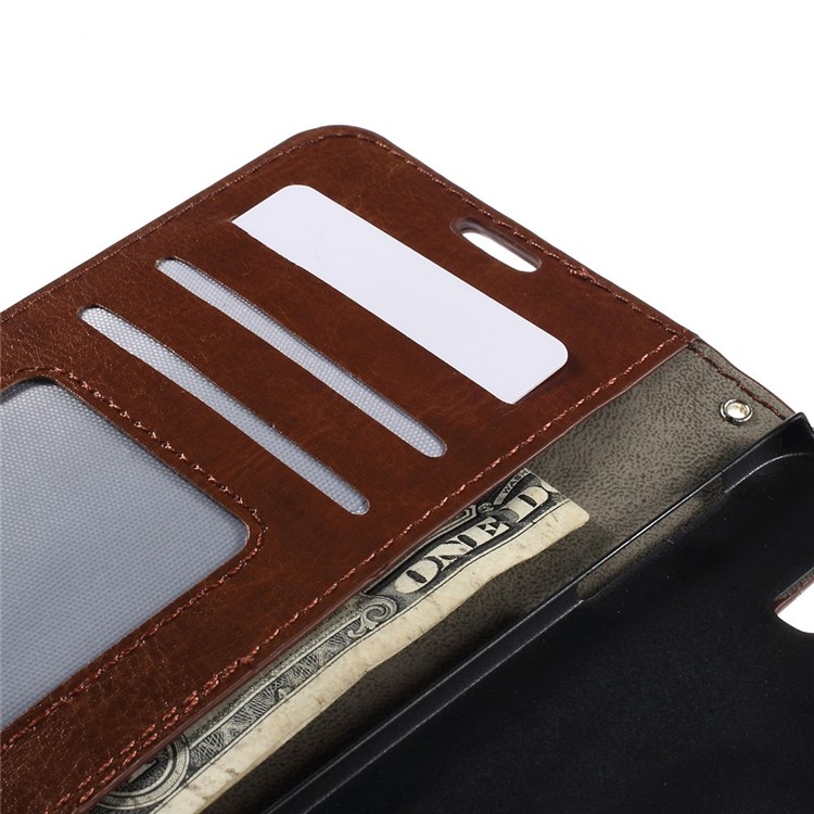Crazy Horse Flip Leather Case for Samsung Galaxy S6 Edge SM-G925 with Stand Card Holder - Brown-9