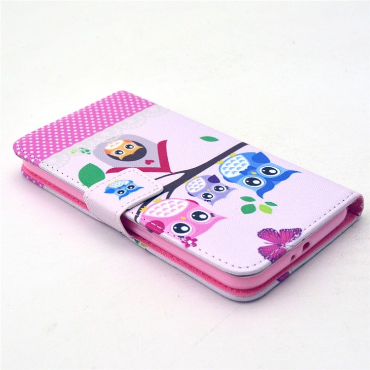 Leather Flip Case Card Cash Holder for Samsung Galaxy S6 G920 - Love Owl Family-3