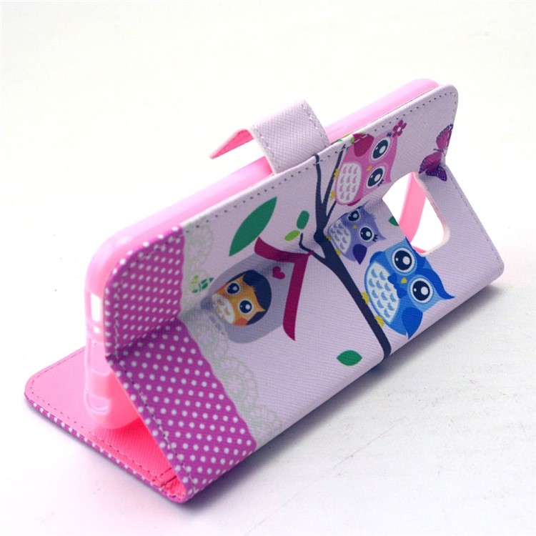 Leather Flip Case Card Cash Holder for Samsung Galaxy S6 G920 - Love Owl Family-5