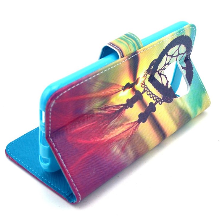 Dream Catcher & Sunset Leather Wallet Case for Samsung Galaxy S6 G920-5