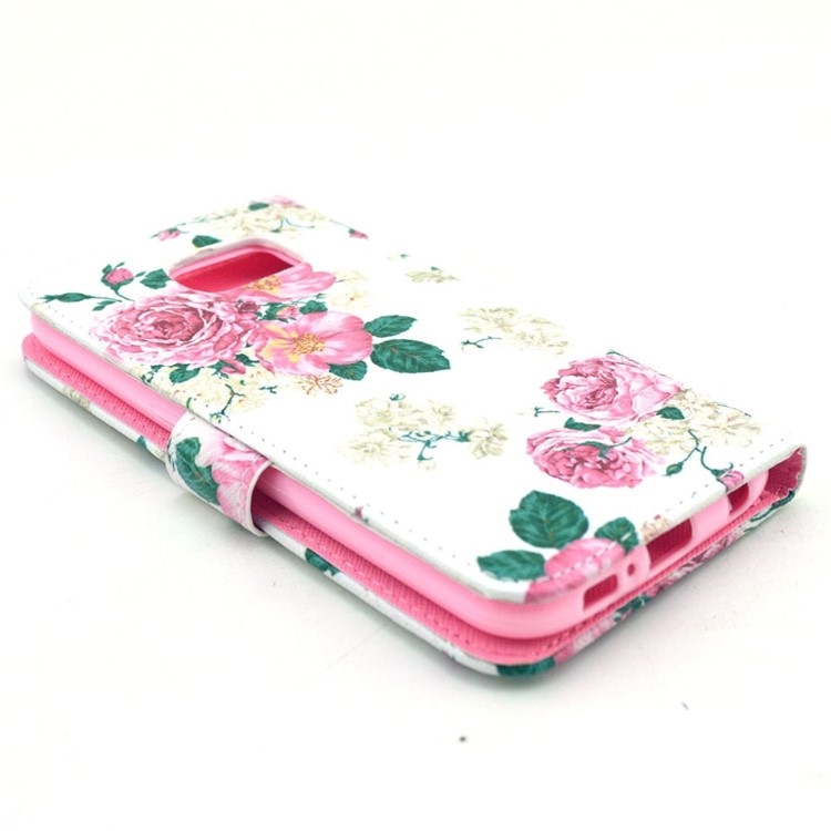 Wallet Leather Stand Case for Samsung Galaxy S6 G920 - Rose Flowers-4