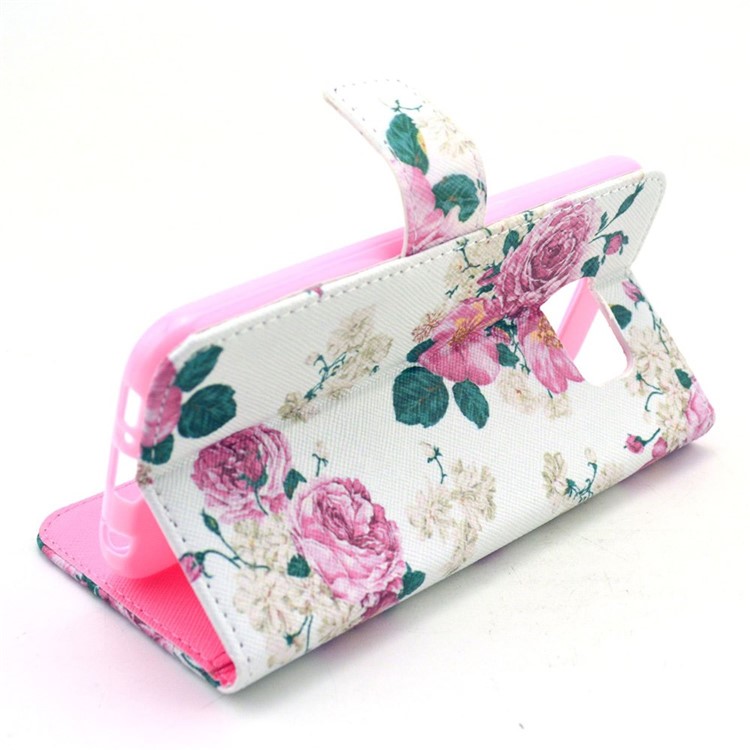 Wallet Leather Stand Case for Samsung Galaxy S6 G920 - Rose Flowers-6