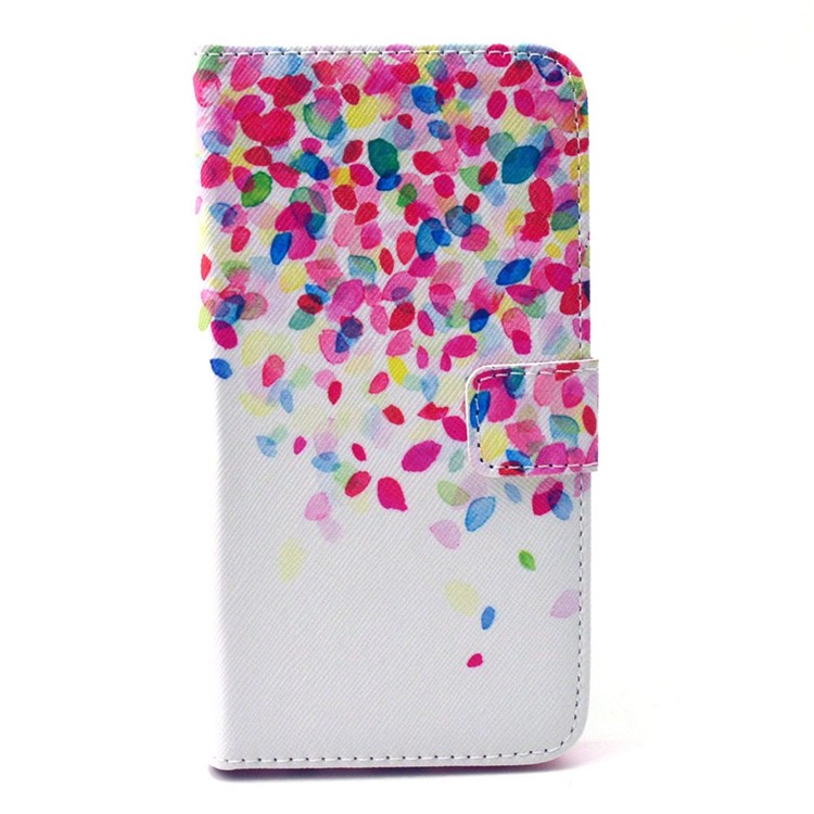 Colorful Petals Wallet Leather Stand Cover for Samsung Galaxy S6 G920-1
