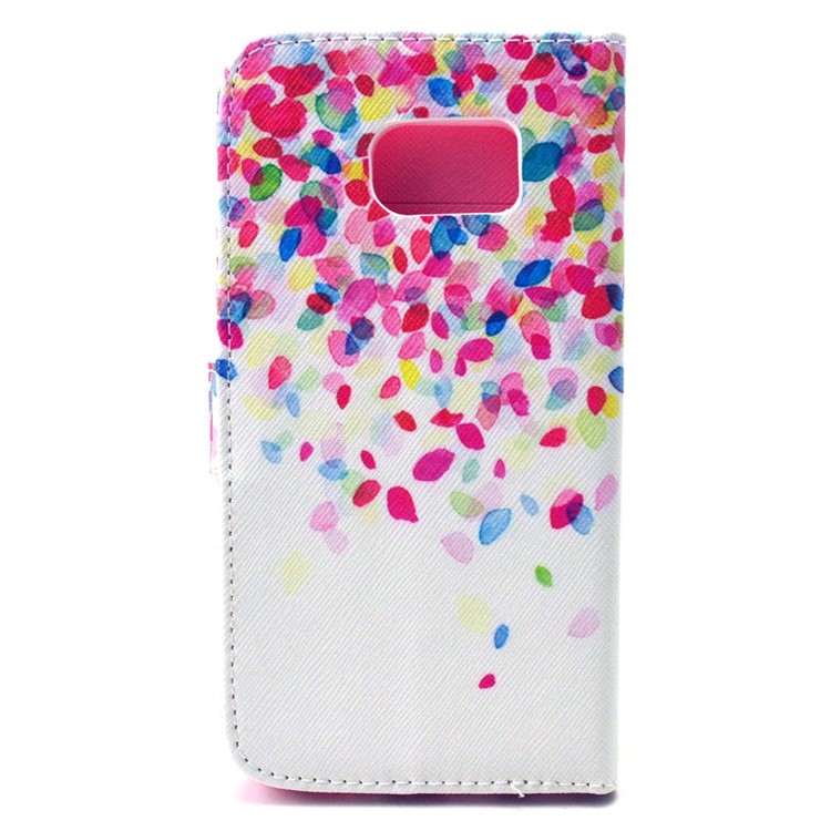 Colorful Petals Wallet Leather Stand Cover for Samsung Galaxy S6 G920-2