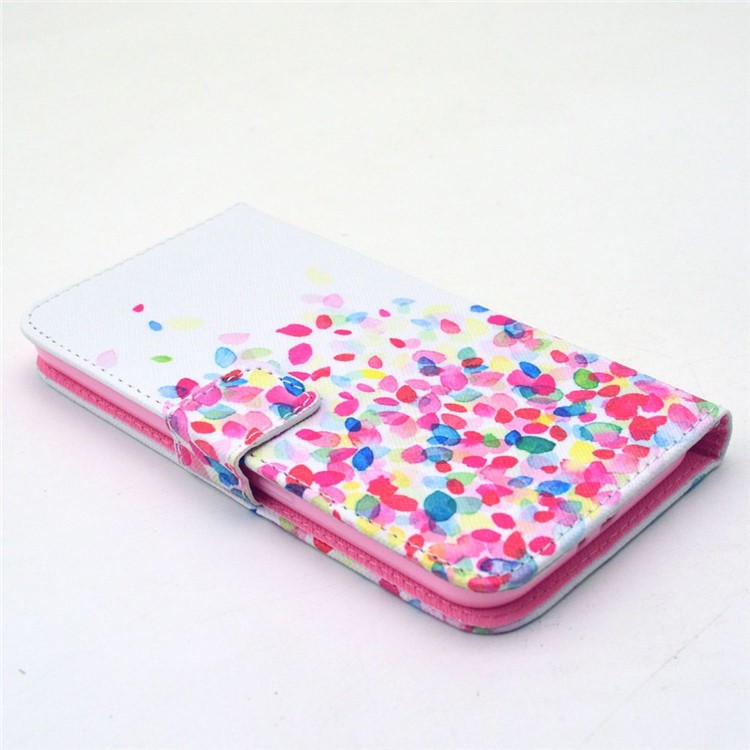 Colorful Petals Wallet Leather Stand Cover for Samsung Galaxy S6 G920-3