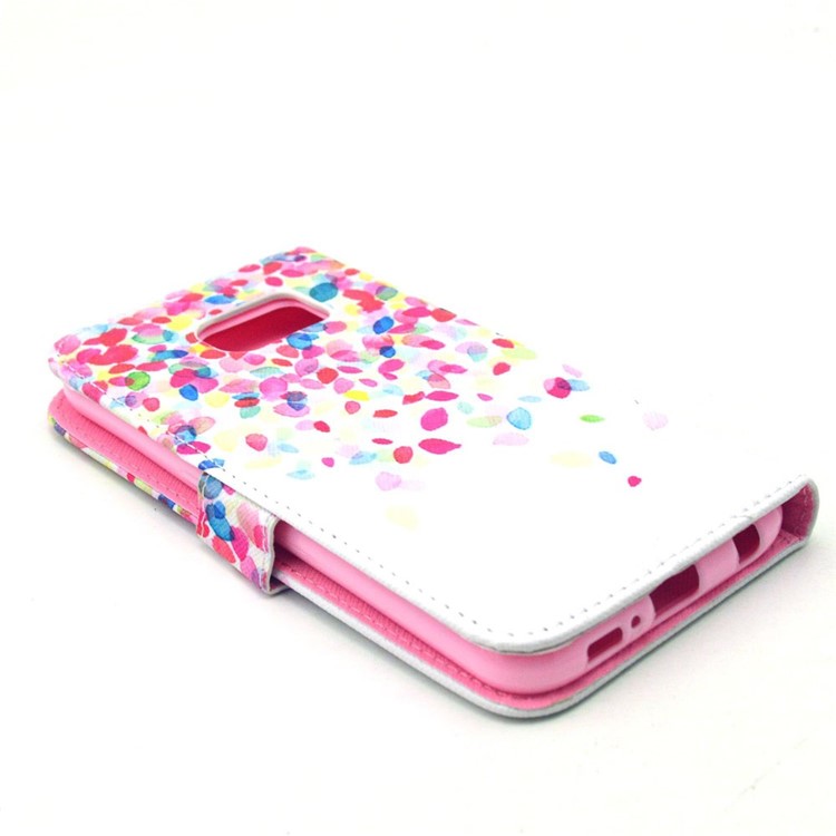 Colorful Petals Wallet Leather Stand Cover for Samsung Galaxy S6 G920-4