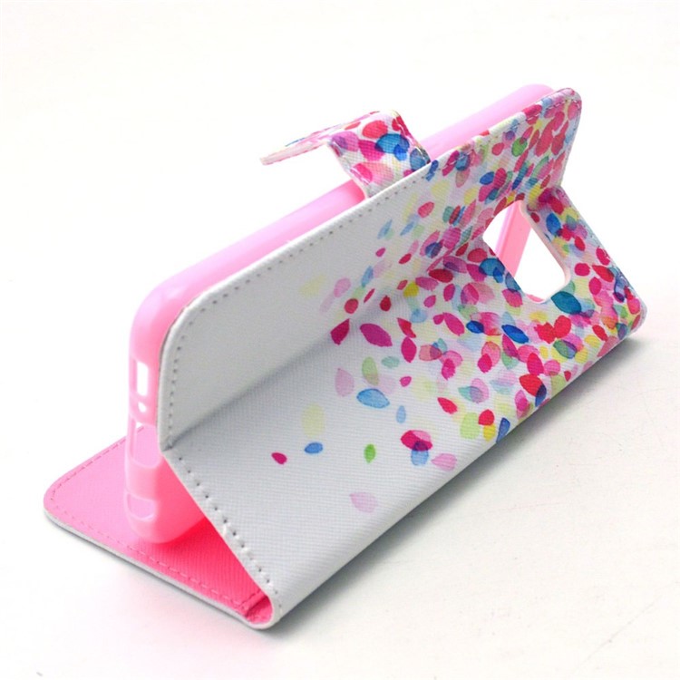 Colorful Petals Wallet Leather Stand Cover for Samsung Galaxy S6 G920-5