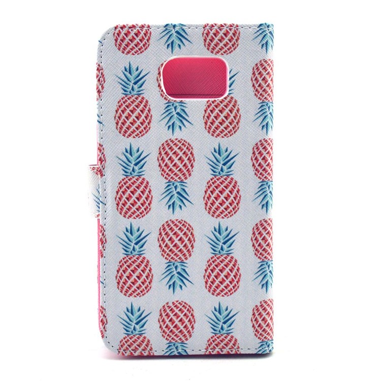 Red Pineapple Wallet Leather Stand Cover for Samsung Galaxy S6 G920-2