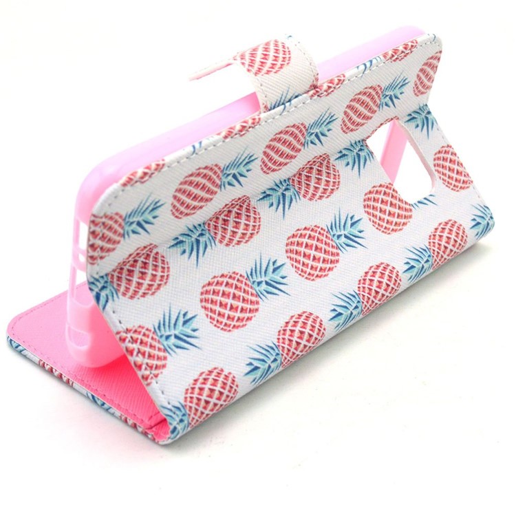 Red Pineapple Wallet Leather Stand Cover for Samsung Galaxy S6 G920-3